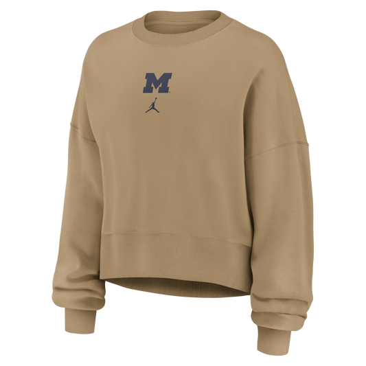 Michigan Wolverines Nike Women's Brown 2-Hit Phoenix Crewneck Sweatshirt