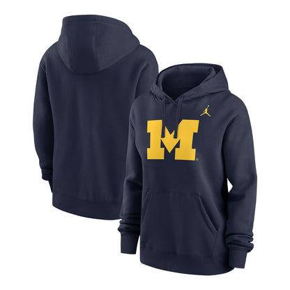 Michigan Wolverines Jordan Women's Lightweight Phoenix Hoodie In Navy - Front & Back View