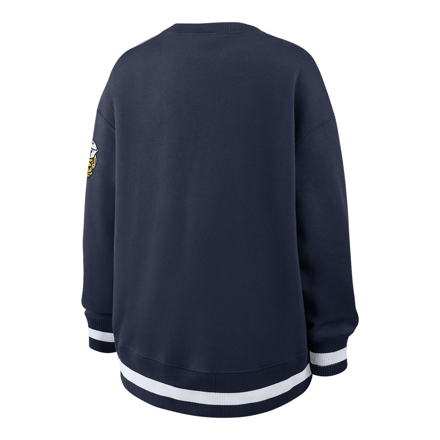 Michigan Wolverines Ladies Oversized Legacy Phoenix Crewneck Sweatshirt In Blue - Back View