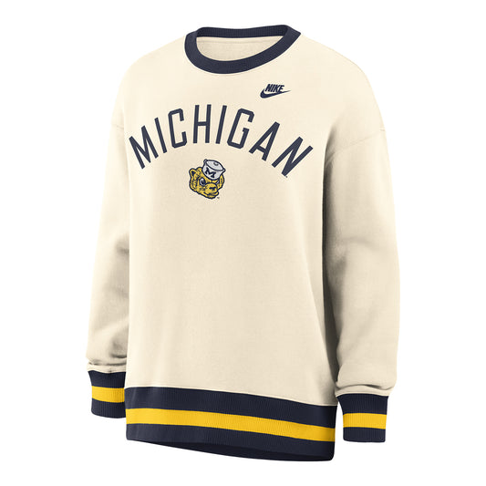 Michigan Wolverines Nike Ladies Vault Arch Oversized Crewneck