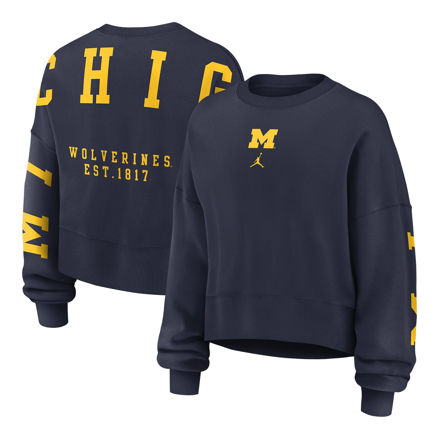 Michigan Wolverines Nike Ladies Navy Phoenix Crewneck - Full View