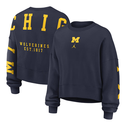 Michigan Wolverines Nike Ladies Navy Phoenix Crewneck - Full View