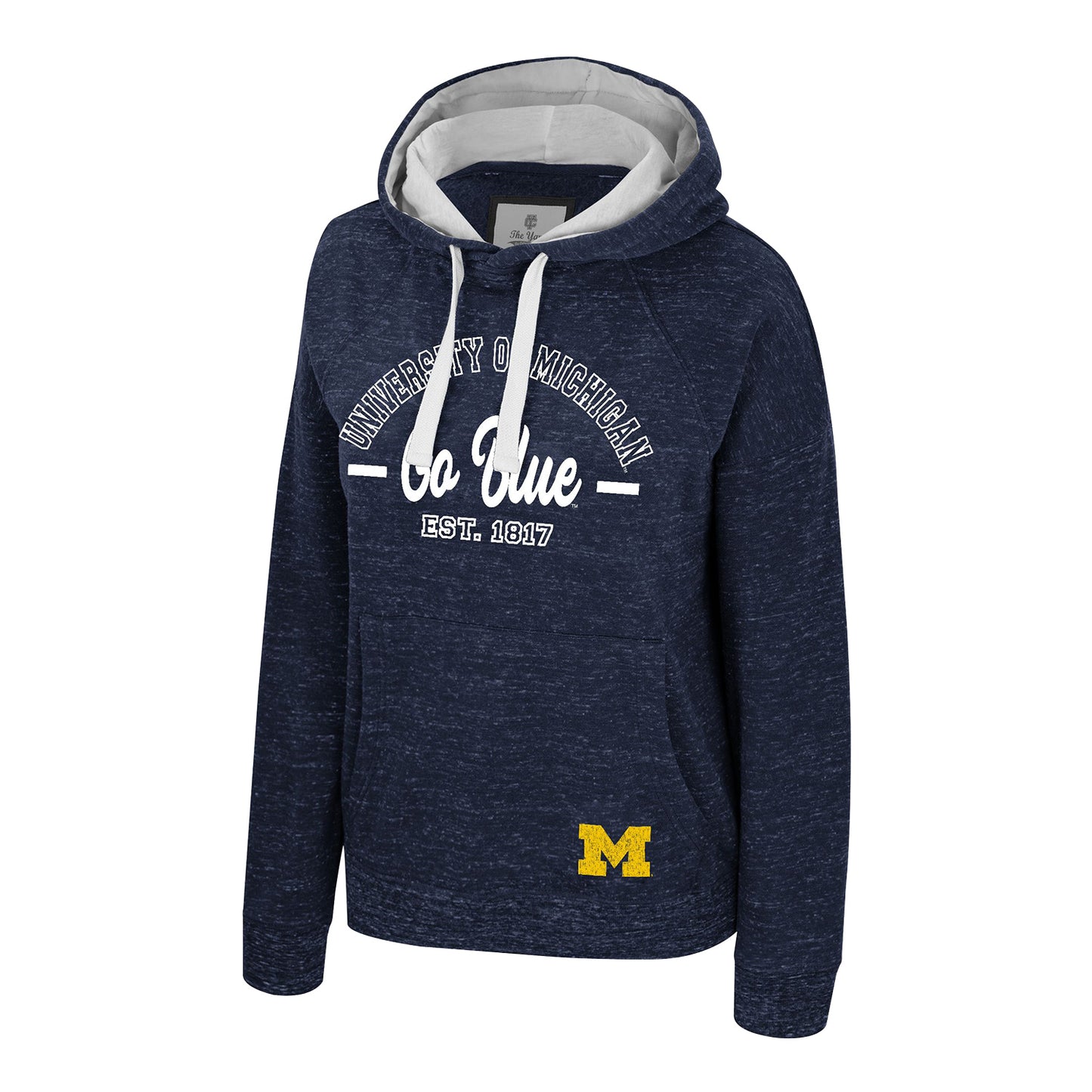Michigan Wolverines Ladies Navy Speckle Script Hoodie