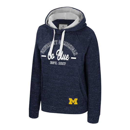 Michigan Wolverines Ladies Navy Speckle Script Hoodie