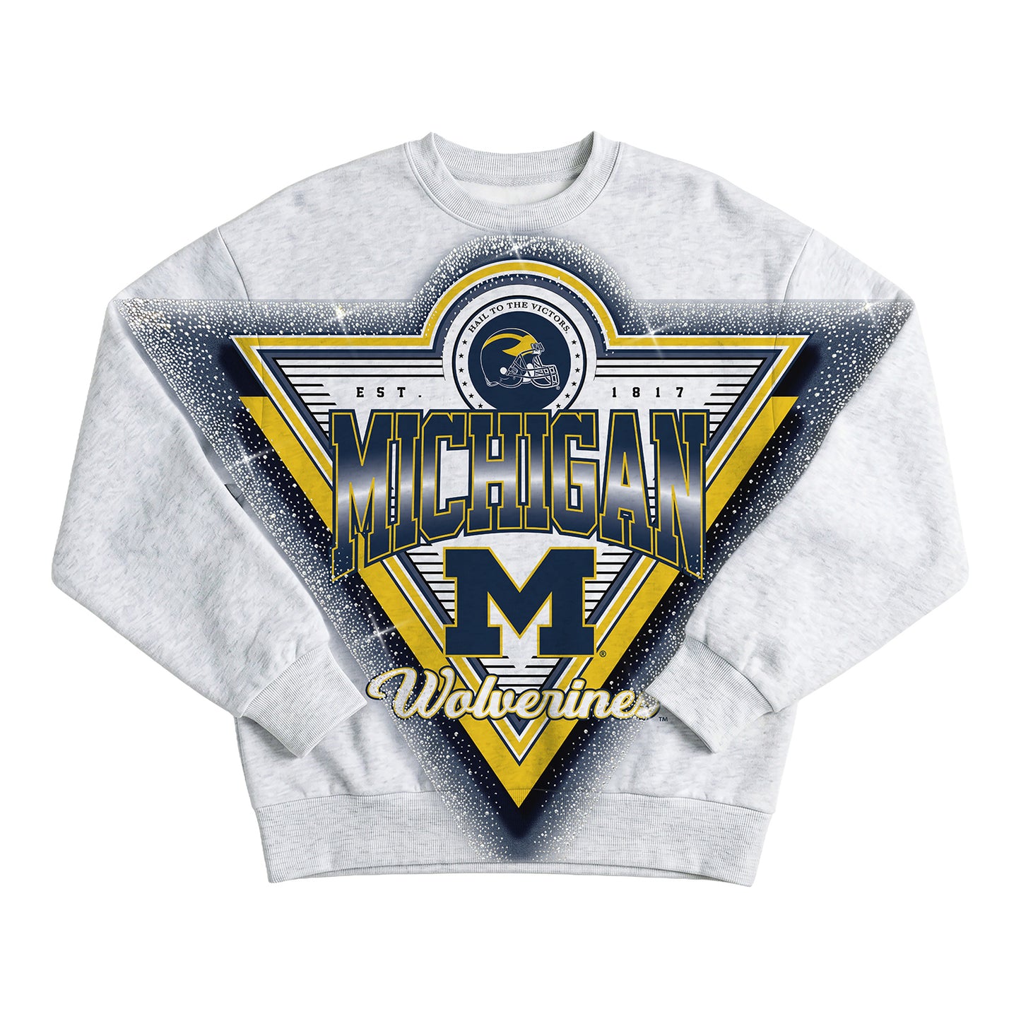 Michigan Wolverines Grey Rhinestone Crewneck
