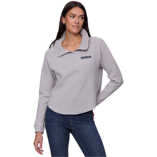 Michigan Wolverines Flag & Anthem Ladies Grey 1/4 Zip