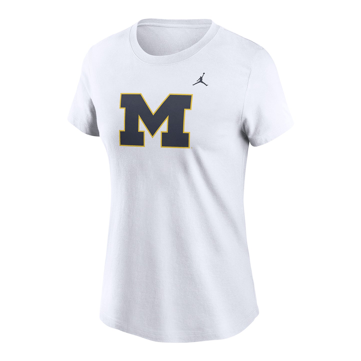 Michigan Wolverines Women's Jordan Brand White Primary Logo T-Shirt - Front View