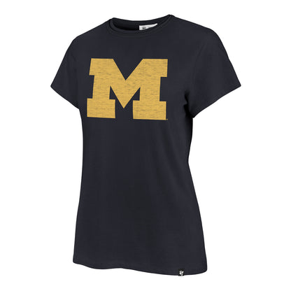 Michigan Wolverines Women's Blue '47 Brand Primary Logo Frankie T-Shirt - Front View