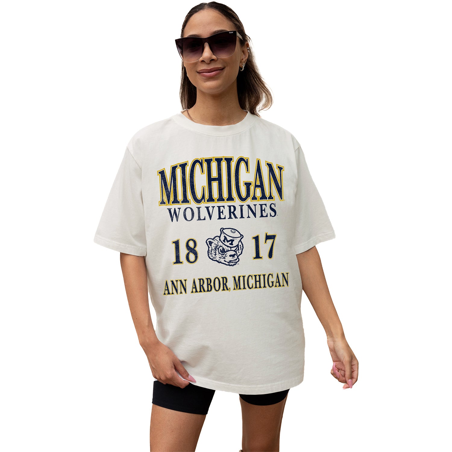 Ladies Michigan Wolverines Game Day Couture T-Shirt - Alternate Model View