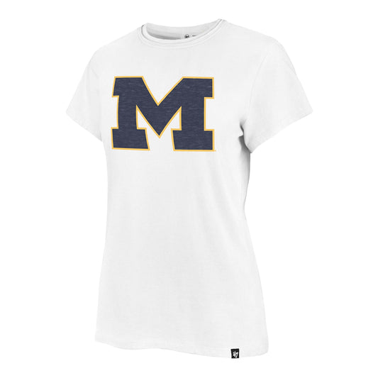 Michigan Wolverines Women's White '47 Brand Primary Logo Frankie T-Shirt - Front View