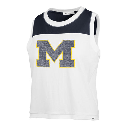 Michigan Wolverines Women's White '47 Brand Primary Logo Zoey Tank - Front View