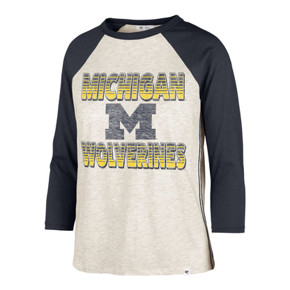 Michigan Wolverines Women's Oatmeal Good Vibes Ava Raglan T-Shirt - Front View