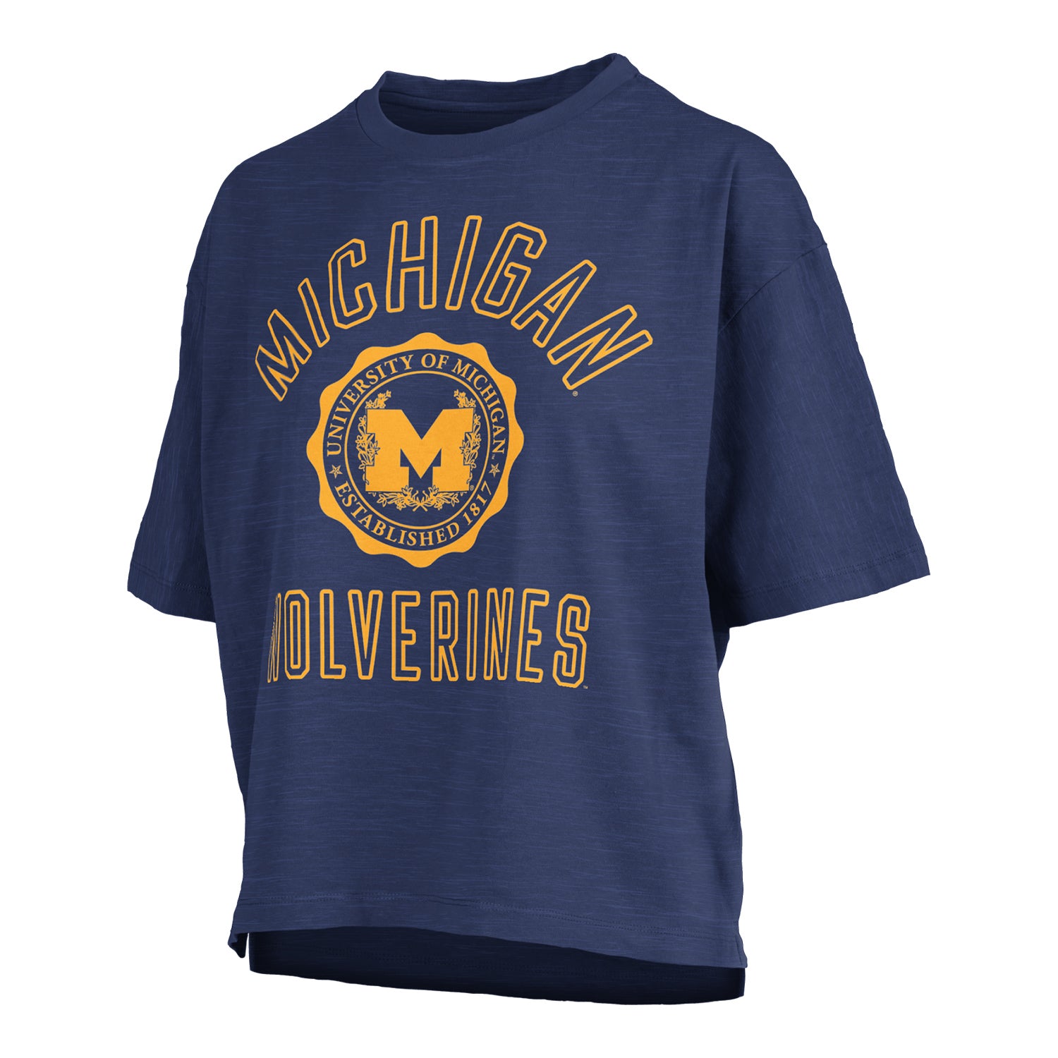 Michigan Wolverines Women's Cameron Crewneck T-Shirt In Blue - Front View