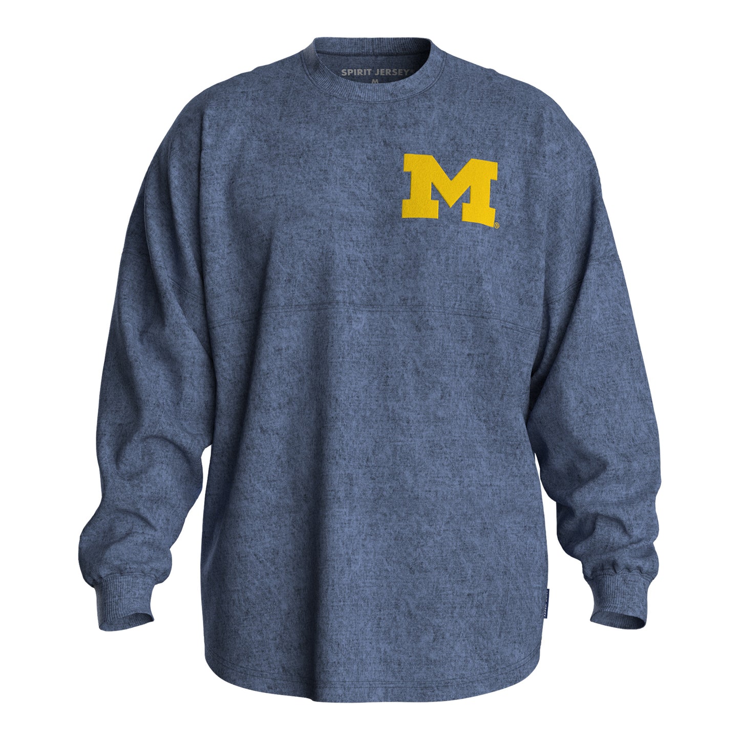 Michigan Wolverines Spirit Jersey Ladies Navy Glitter Football Long Sleeve