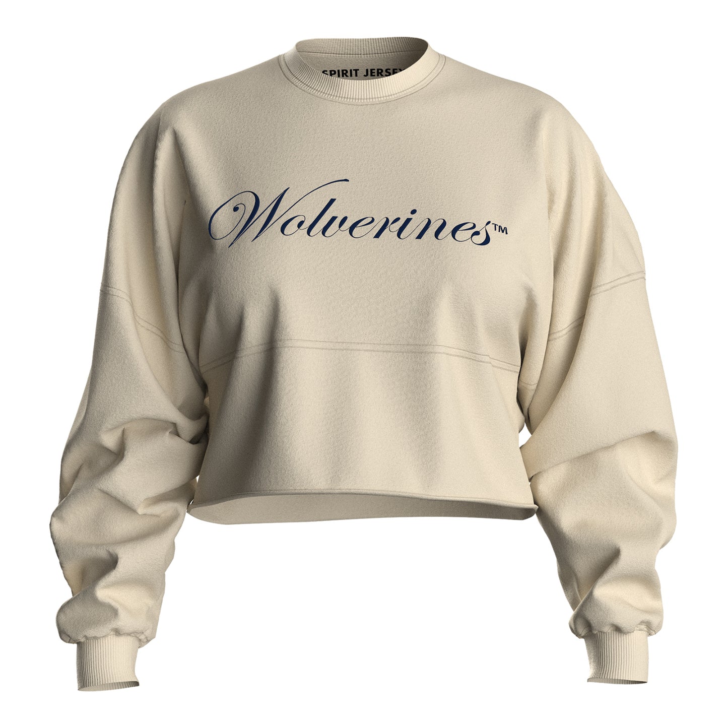 Michigan Wolverines Spirit Jersey Ladies Cream Cropped Long Sleeve