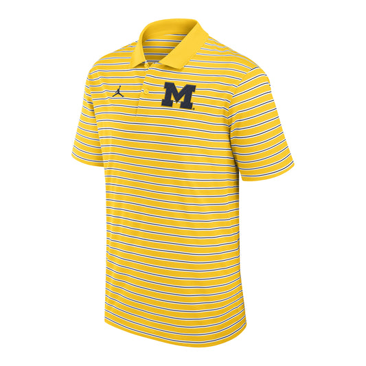 Michigan Wolverines Jordan Striped Polo - Front View