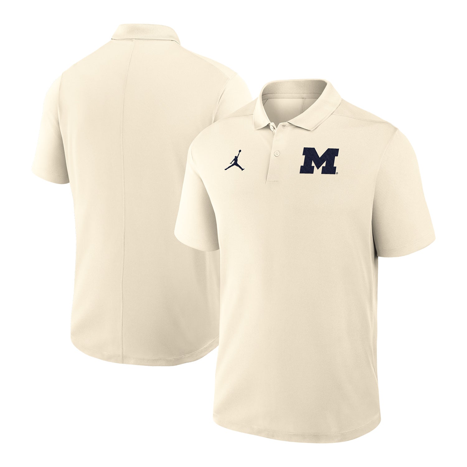 Michigan Wolverines Nike Jordan Tan Victory Polo - Front & Back View