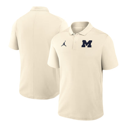 Michigan Wolverines Nike Jordan Tan Victory Polo - Front & Back View