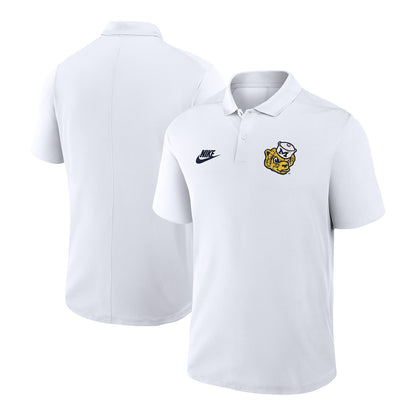 Michigan Wolverines Jordan Nike Victory Vault White Polo In White - Front & Back View