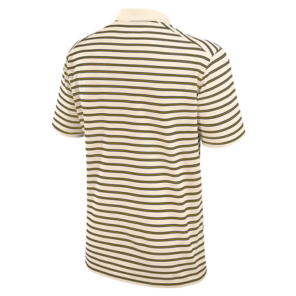 Michigan Wolverines Jordan Primary Logo Cream Striped Polo - Back View