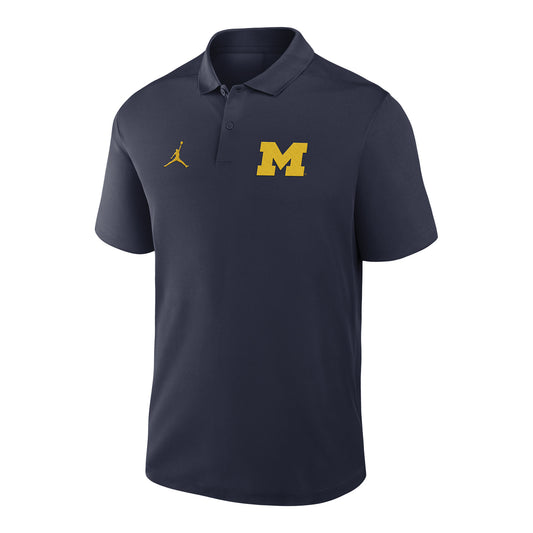Michigan Wolverines Jordan Fast Break Navy Polo In Black - Front View
