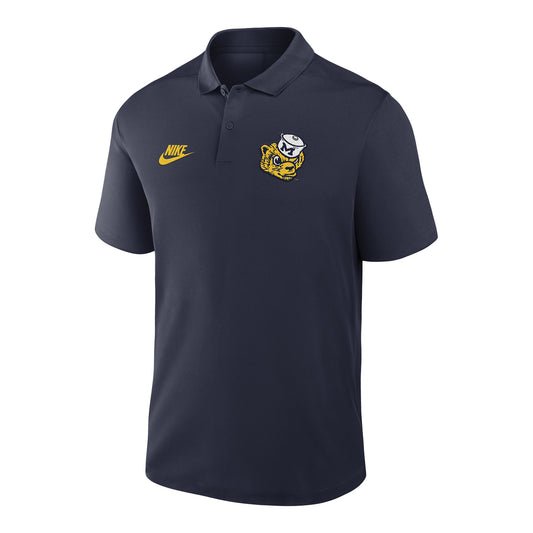 Michigan Wolverines Jordan Athletic Grave Vault Navy Polo In Black - Front View