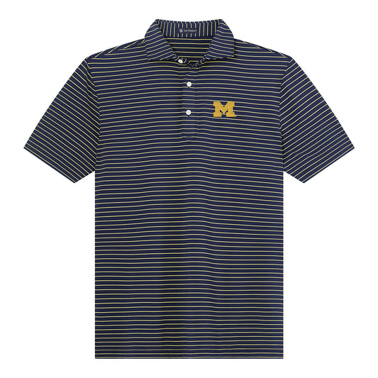 Michigan Wolverines Navy Stripe Polo