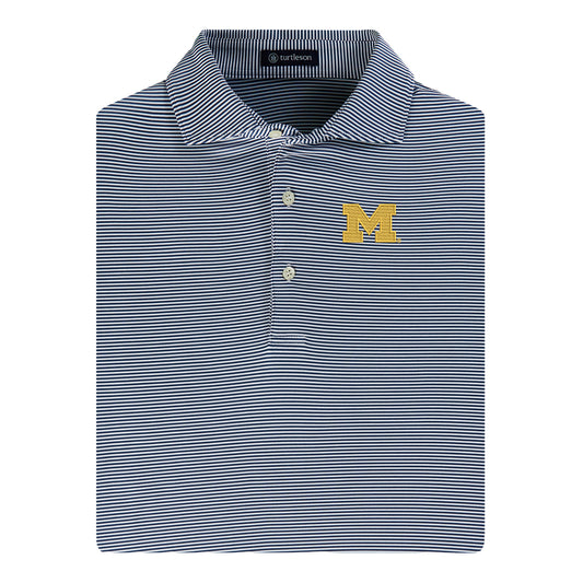 Michigan Wolverines Navy & White Striped Polo