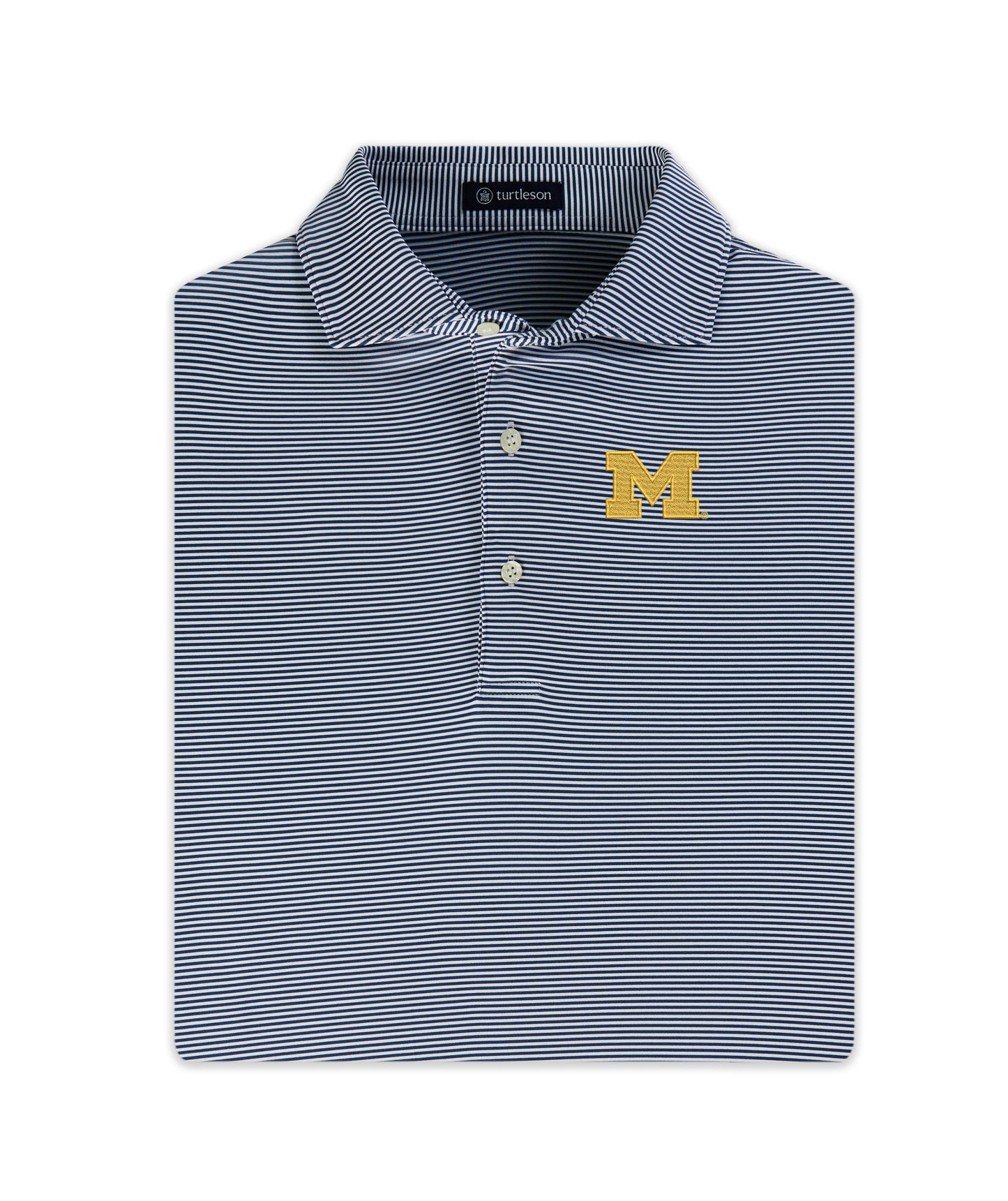 Michigan Wolverines Navy & White Striped Polo