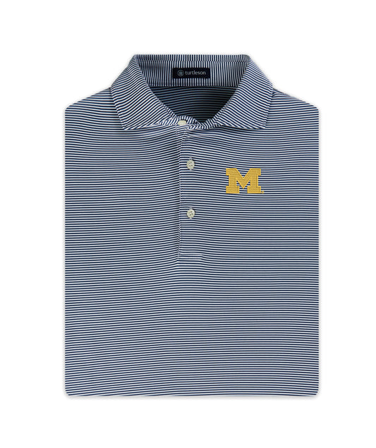 Michigan Wolverines Navy & White Striped Polo