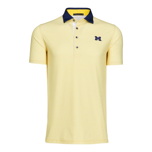 Michigan Wolverines Yellow Wing Helmet Polo