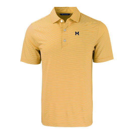 Michigan Wolverines Cutter & Buck Forge Double Stripe Recycled Maize Polo - Front View