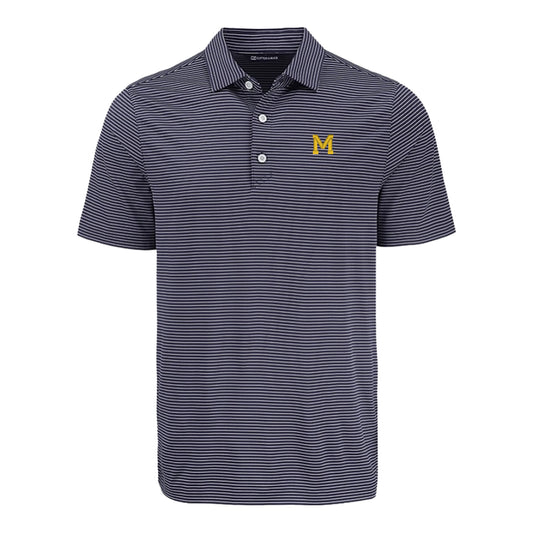 Michigan Wolverines Vault Navy Forge Fine Line Stripe Polo - Front View