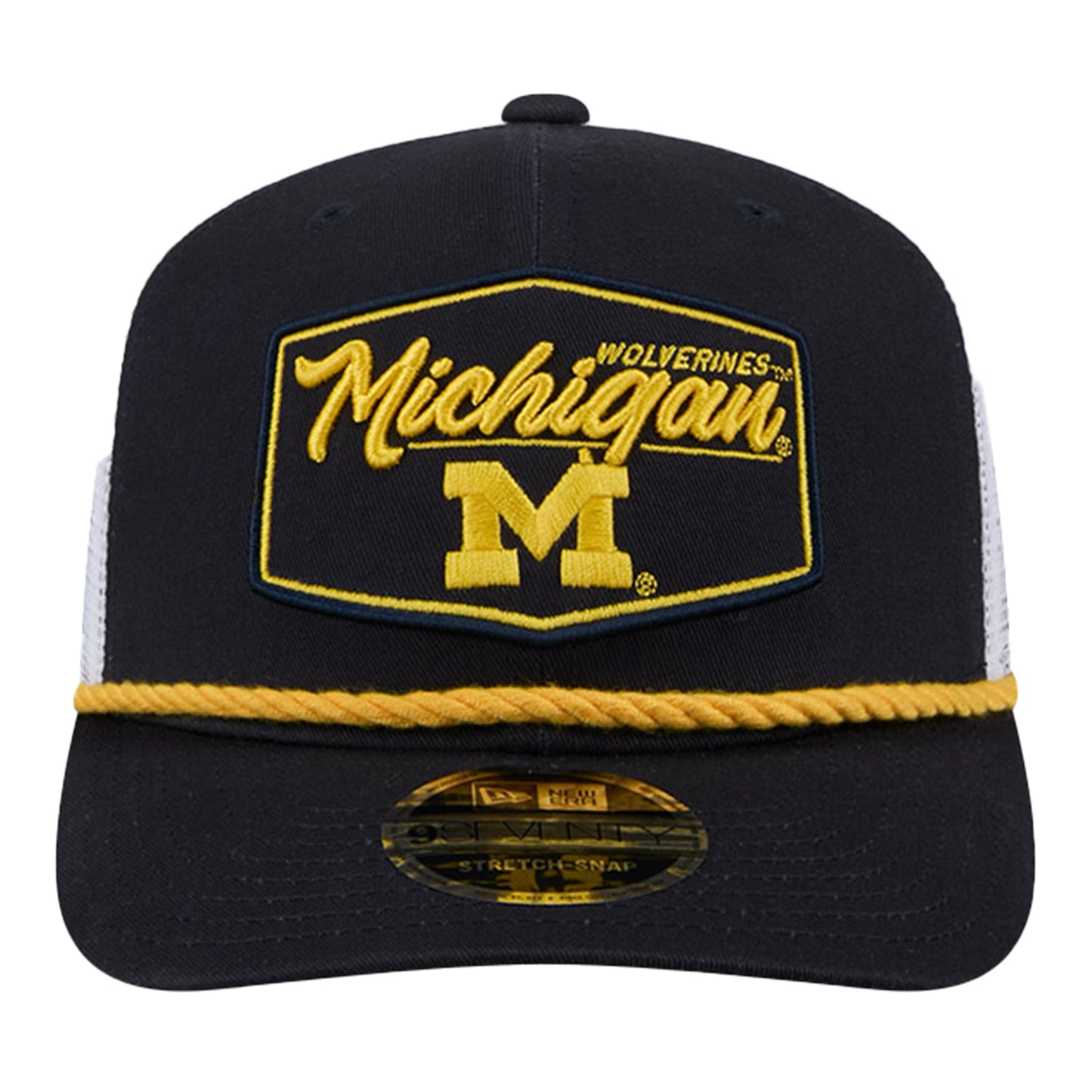 Michigan Wolverines New Era Rope Navy Trucker Adjustable Hat - Front View