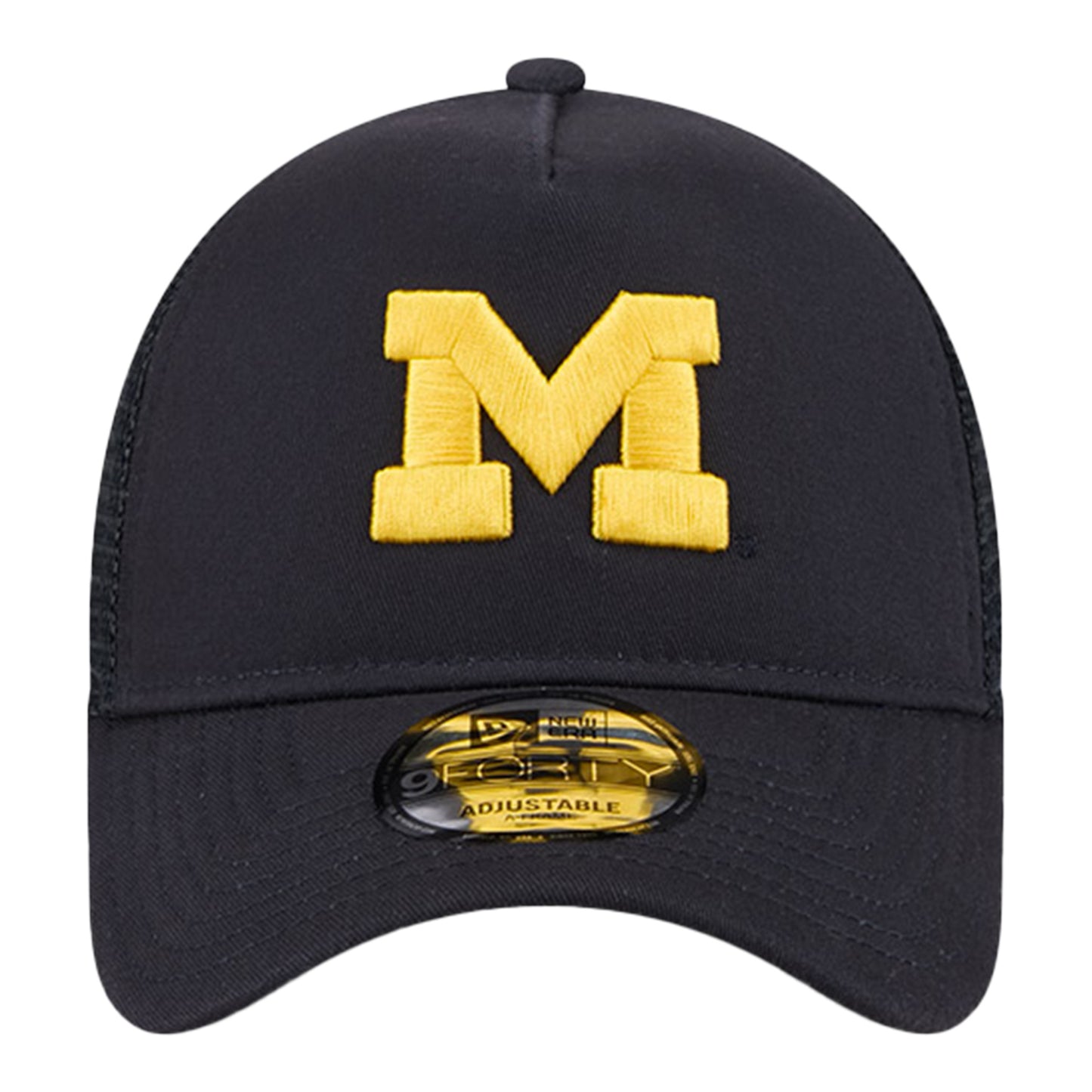 Michigan Wolverines New Era Navy Adjustable Trucker Hat - Front View