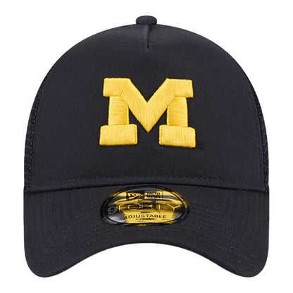 Michigan Wolverines New Era Navy Adjustable Trucker Hat - Front View