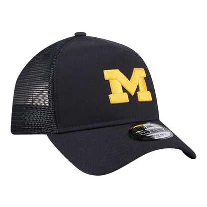 Michigan Wolverines New Era Navy Adjustable Trucker Hat - Right Angled View