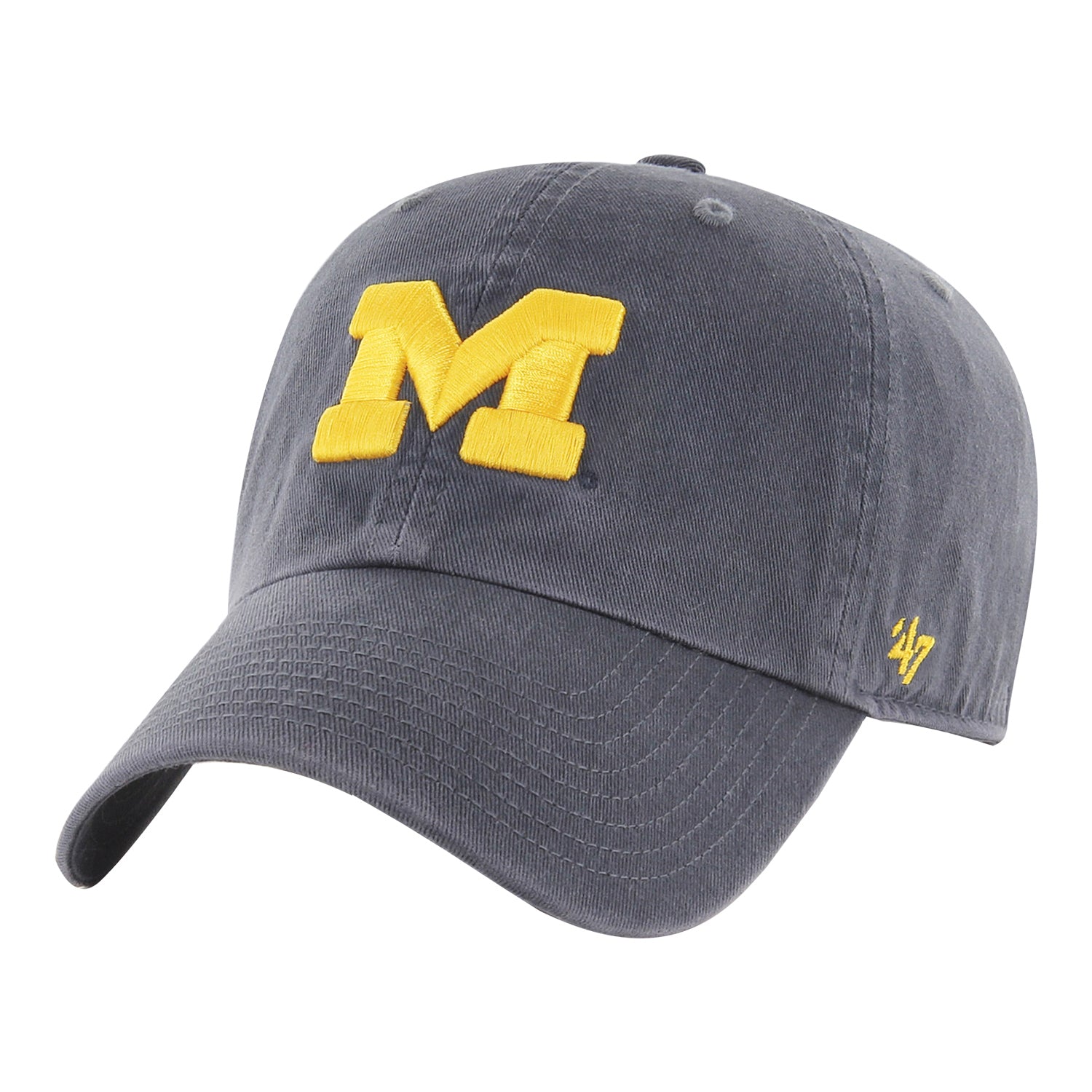 Michighan Wolverines 47 Brand Clean Up Navy Adjustable Hat - Left Angled View