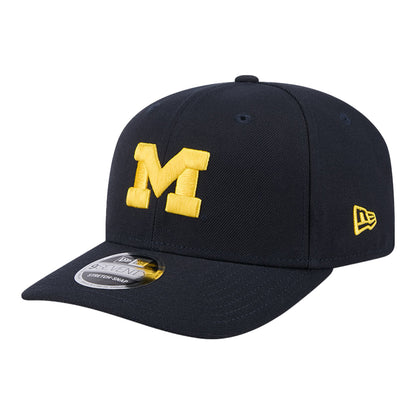 Michigan Wolverines New Era Navy Adjustable Hat - Left Angled View