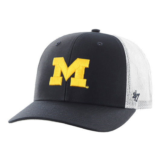 Michigan Wolverines 47 Brand Navy Adjustable Trucker Hat - Left Angled View