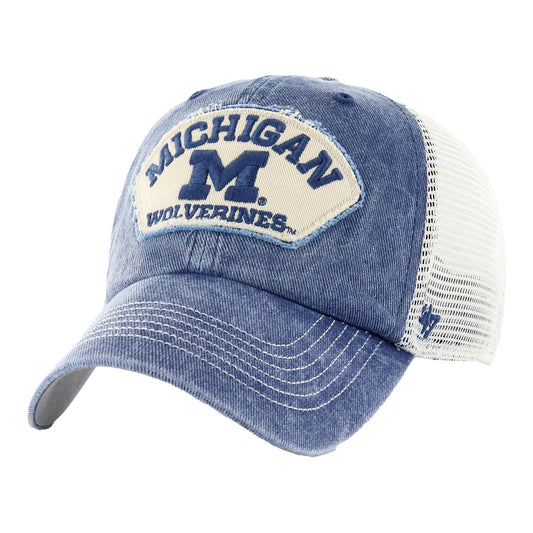 Michigan Wolverines 47 Brand Denali Blue Adjustable Trucker Hat - Left Angled View