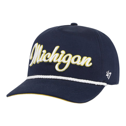 Michigan Wolverines 47 Brand Hitch Navy Adjustable Hat - Left Angled View