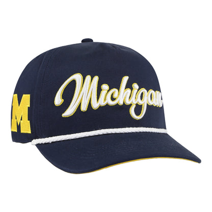 Michigan Wolverines 47 Brand Hitch Navy Adjustable Hat - Right Angled View