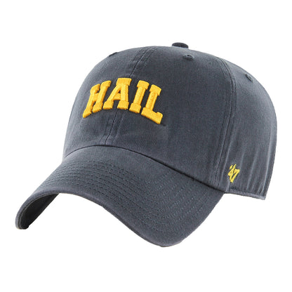 Michigan Wolverines 47 Brand Clean Up Arched Hail Navy Adjustable Hat - Left Angled View