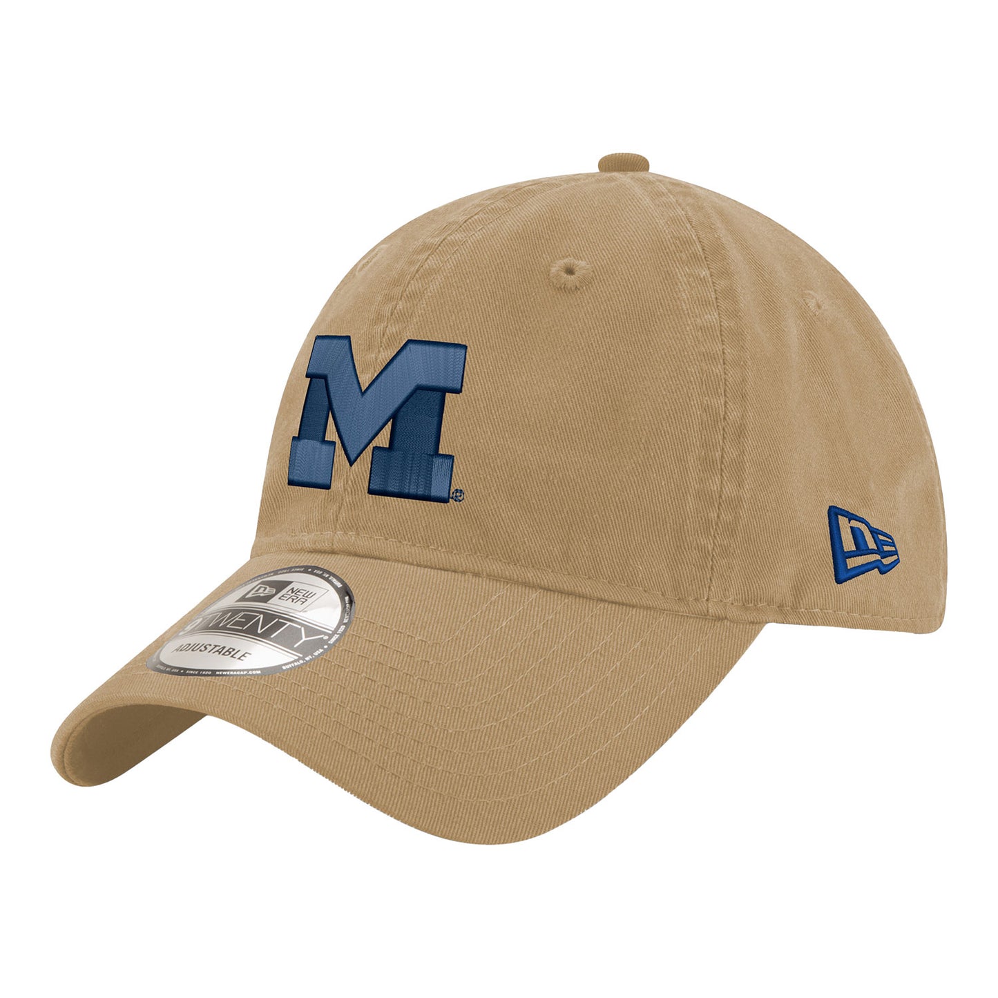 Michigan Wolverines Primary Logo Adjustable Tan Hat - Left Angled View