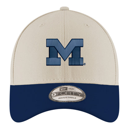 Michigan Wolverines Primary Logo Two Tone Adjustable White Hat - Front View