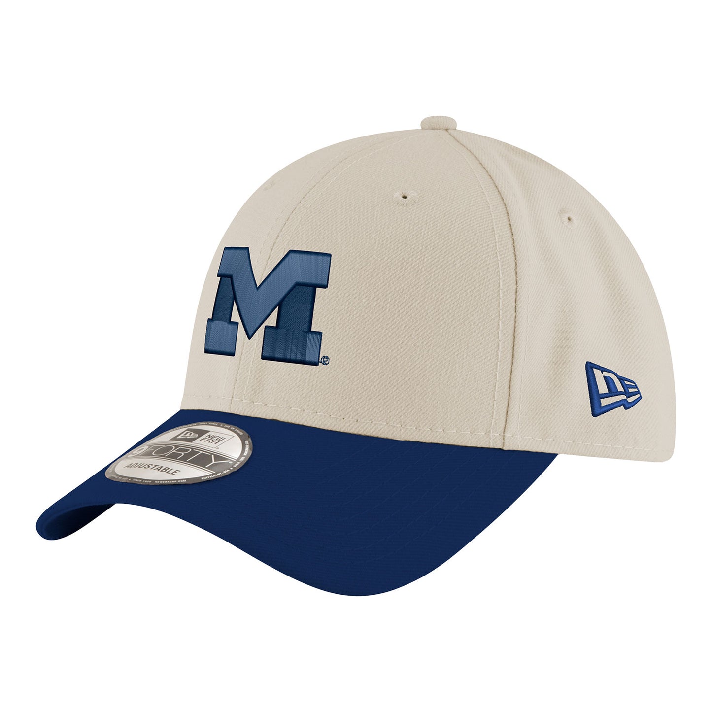 Michigan Wolverines Primary Logo Two Tone Adjustable White Hat - Left Angled View