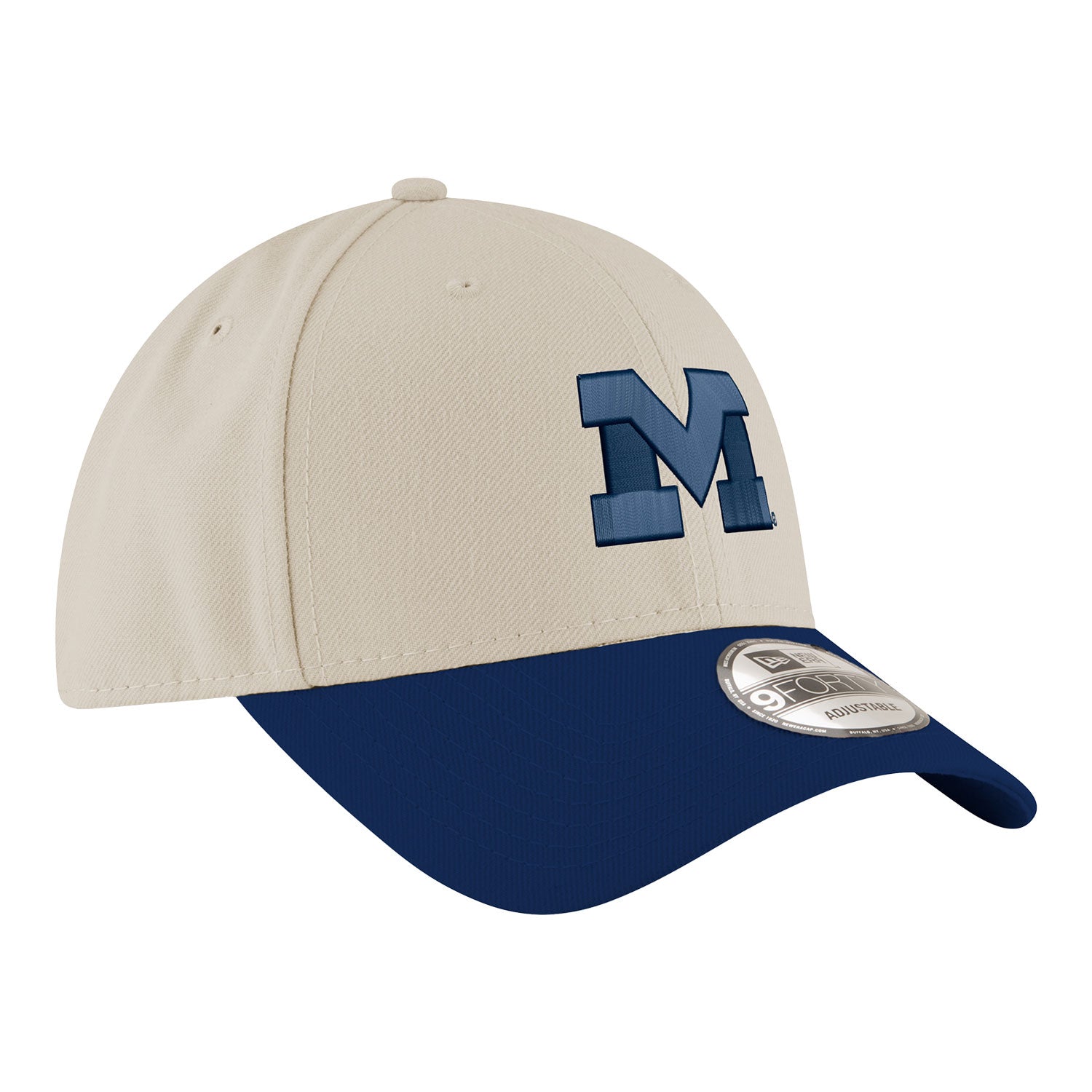 Michigan Wolverines Primary Logo Two Tone Adjustable White Hat - Right Angled View