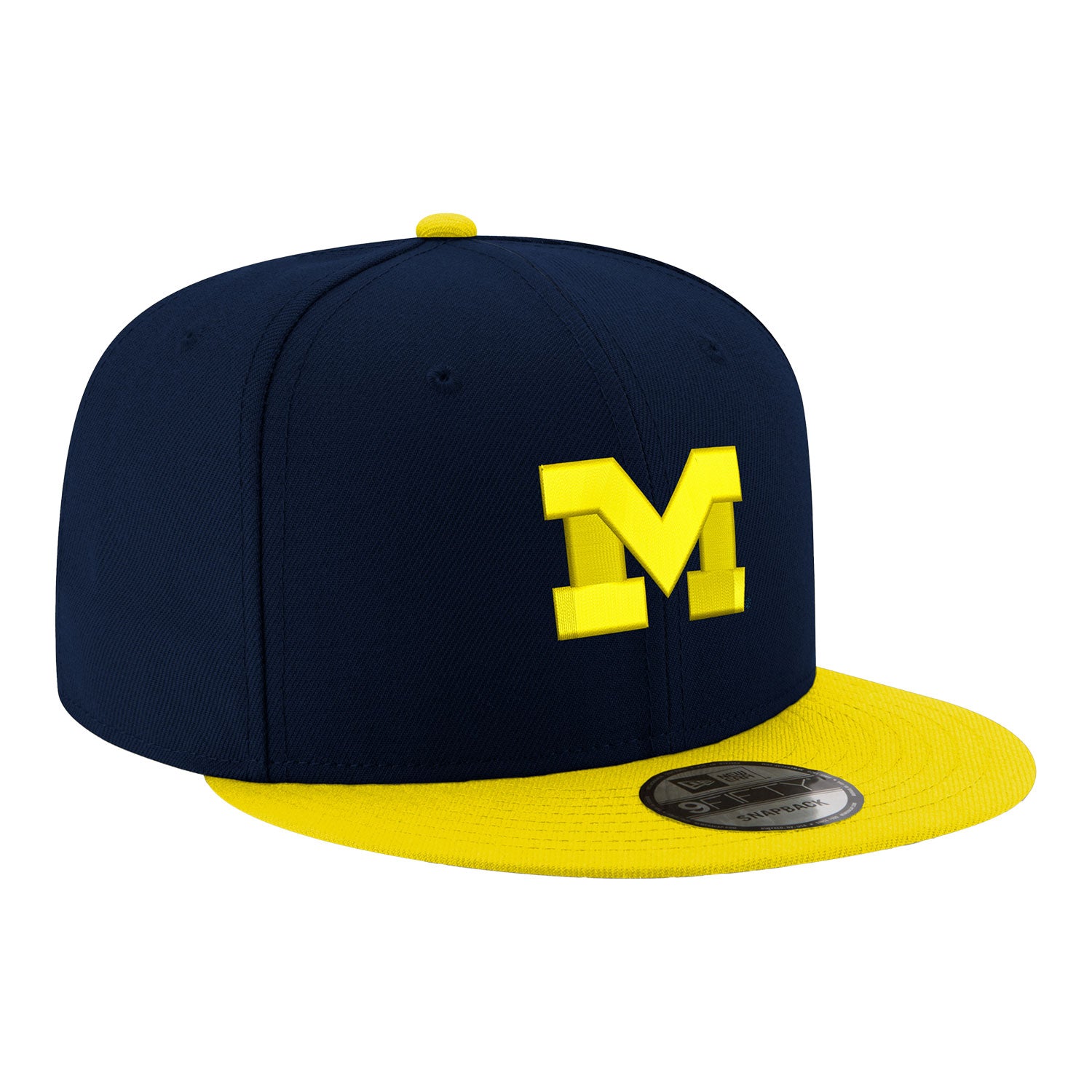 Michigan Wolverines Primary Logo Adjustable Snap Back Navy Hat - Right Angled View