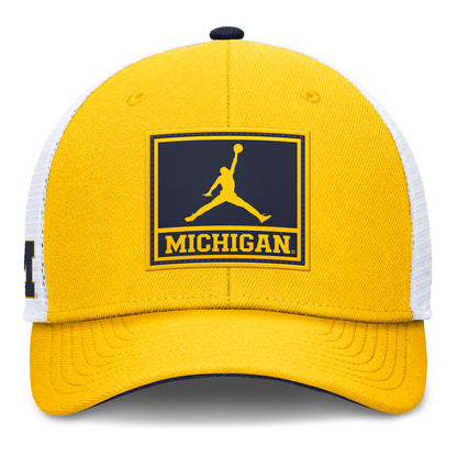 Michigan Wolverines Jordan Trucker Adjustable Yellow Hat - Front View